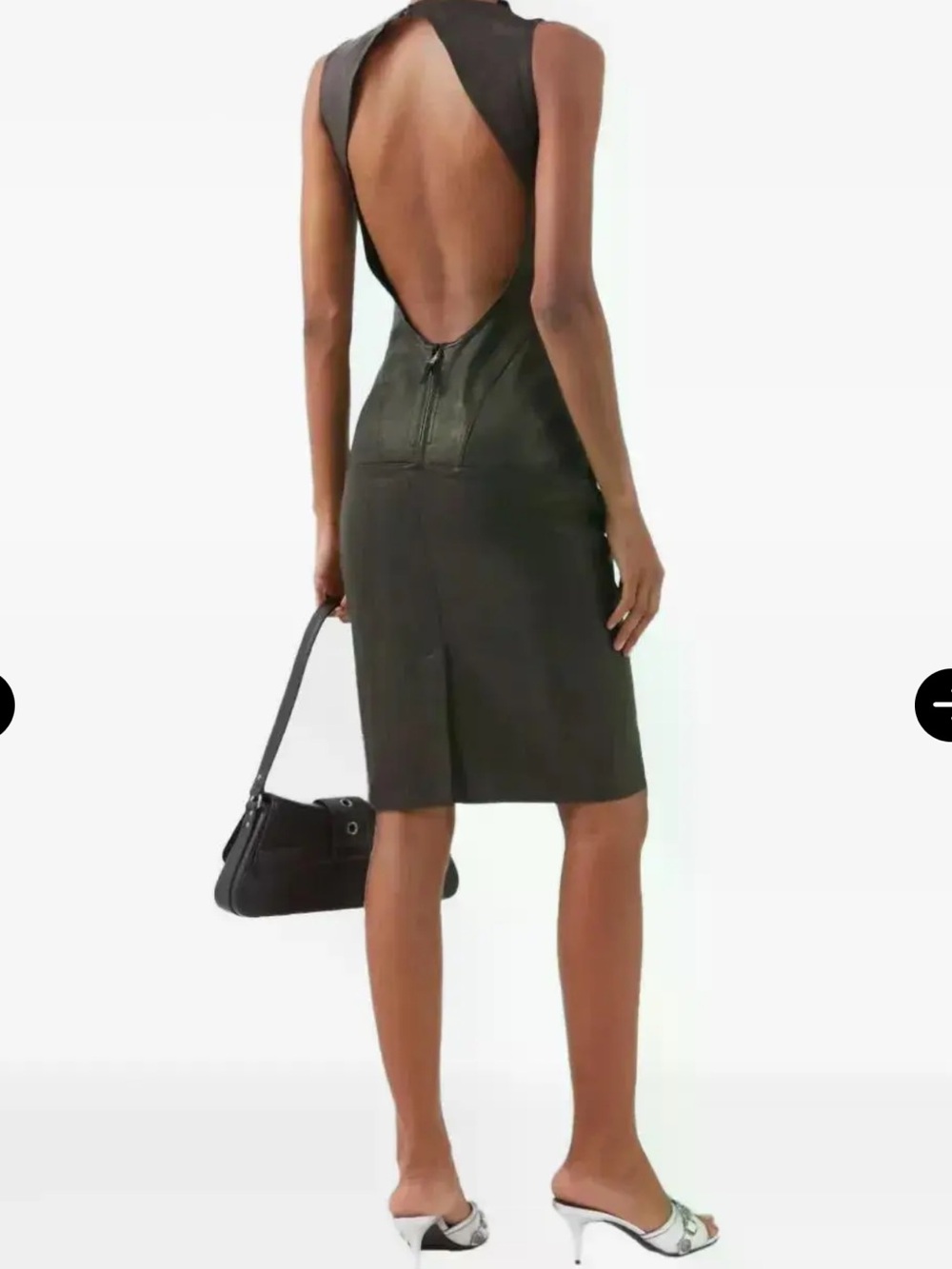 Rick Owens Black Leather Open Back Dress 8 - Picture 2 of 9